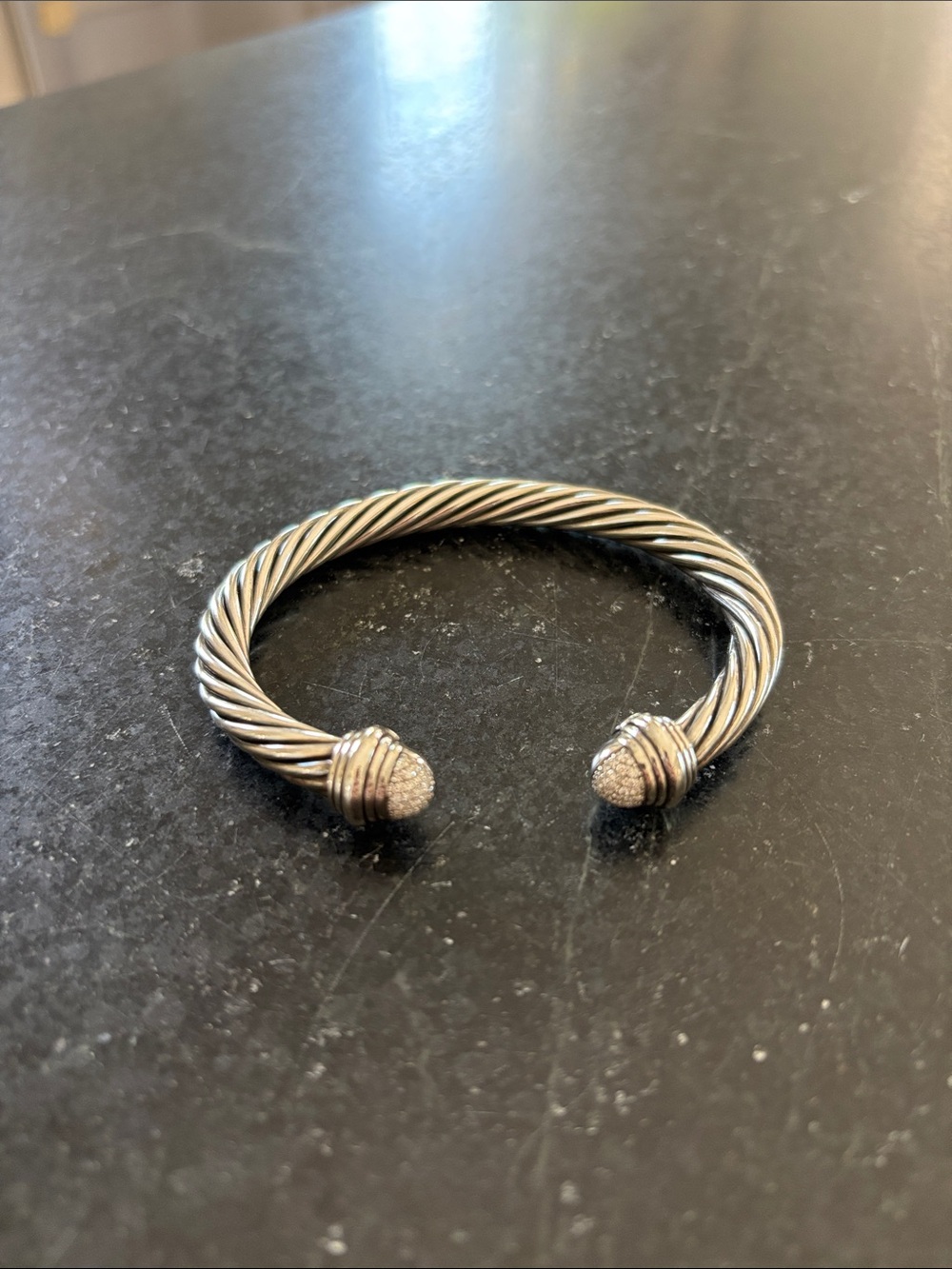 Twisted Cable Cuff Bracelet in Silver Tone